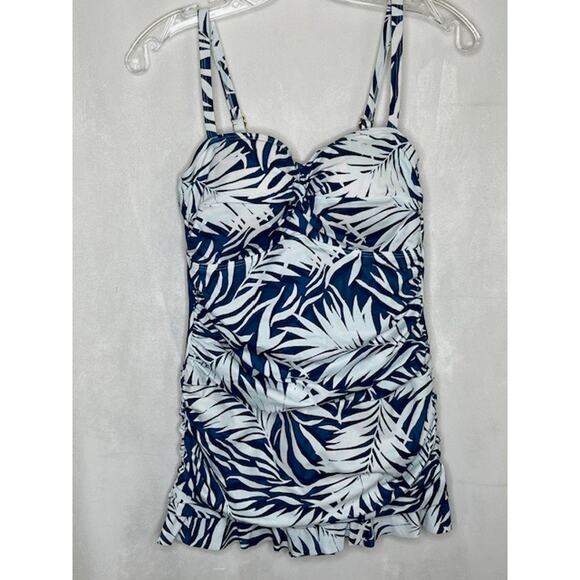 Kim Gravel Swimsuits for All one piece Key West Palm blue white women's size 10 - Picture 1 of 7